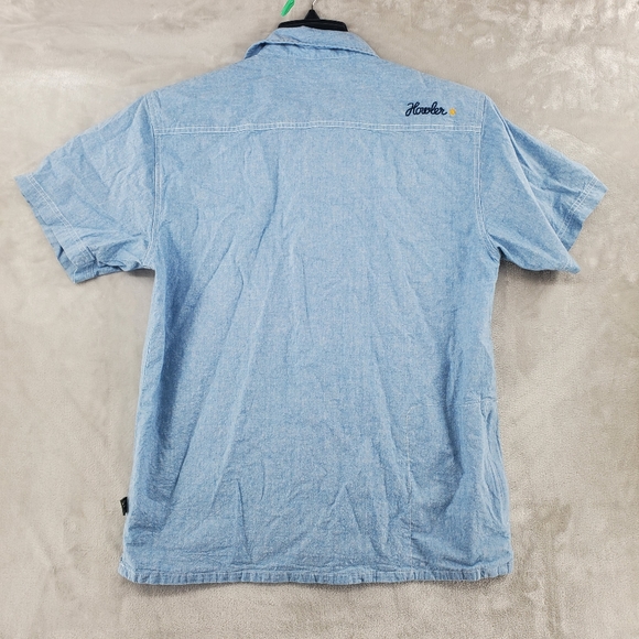 Howler Brothers Voyager Shirt Men SMALL Chambray 4 Pocket Embroidered Denim - Picture 8 of 9